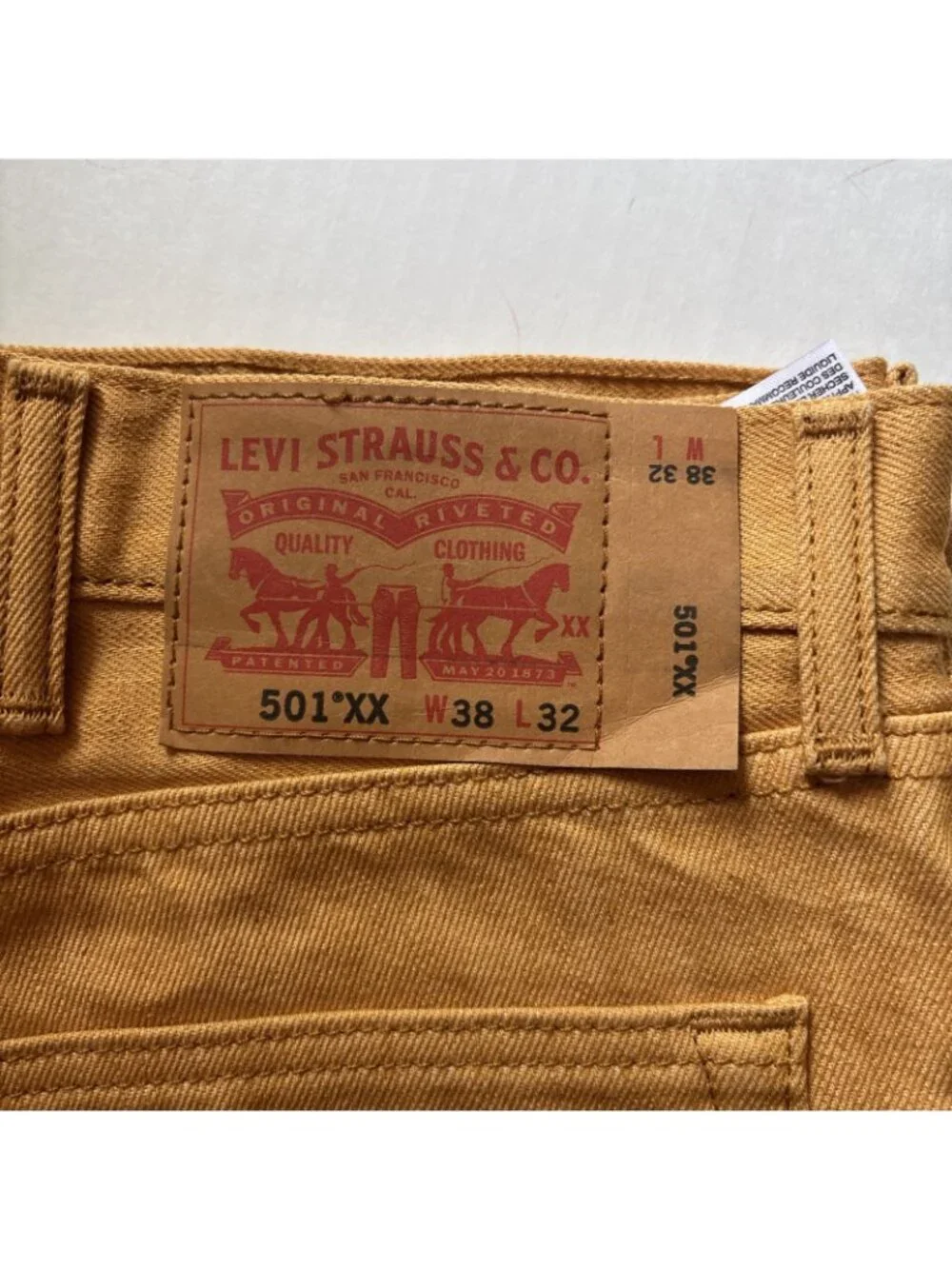 Levi’s Strauss Mustard Yellow 501 XX  Size 38 X 32 Jeans Straight Button Front